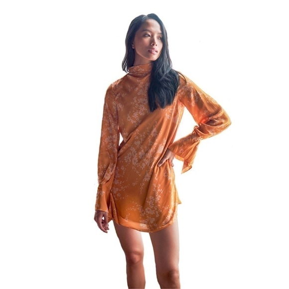 FREE People NWT Aries Mini Dress Golden Combo Gold Floral XS - Picture 9 of 10